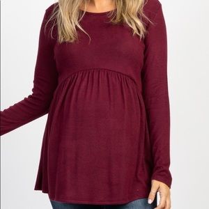 Burgundy Soft Knit Maternity Peplum Top